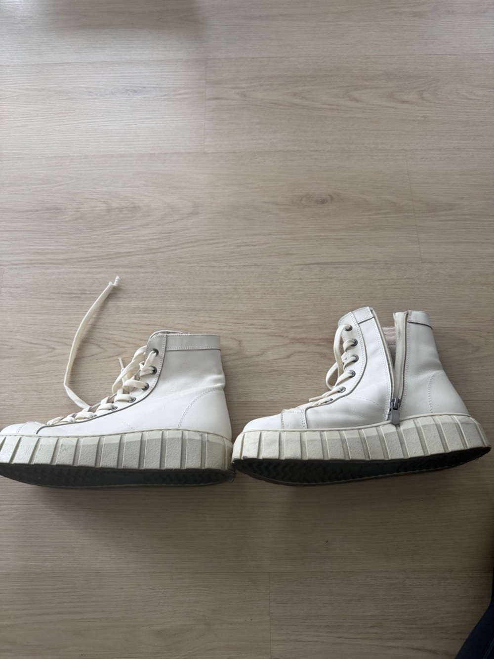 Cream High-Top Platform Sneakers